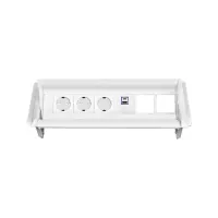 ABL 2F010311- Встраиваемая розеточная станция серии Aero Flip с 3 розетками, 1xUSB-A, 1xUSB-C и 2 слотами для IMP, белая