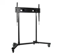 B-Tech BT8506/BC - Стойка-тележка для одного от 65" ЖК-монитора весом до 130 кг, цвет - черное основание/хромированные штанги