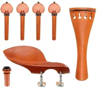 Violin accessory set Acura Meister Preciso VS-NSGRT752 - Preciso grade 3/4-4/4 violin accessory set of boxwood with ebony trim. Heart pegs, tailpiece of round design, Guarneri chin rest with English mount and inSight end pin.
