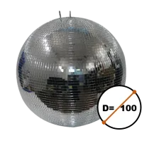 STAGE4 Mirror Ball 100 / Классический зеркальный диско-шар / Диаметр: 100см. / Площадь поверхности: 3,14м. / Размер ячеек: 10x10мм. / Материал ячеек: Стекло (зеркало) / Цвет: Серебристый / Материал основания (сферы): Твердый пластик / Количество точек кре