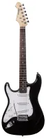 ARIA STG-003-L BK - леворукая электрогитара, электрогитара, 22 лада, корпус: липа, гриф: клен, на болтах, накладка: техвуд, звукосниматели: х3 OS-1, регуляторы: громкость х1, тон х2 , 5ти позиционный переключатель звукоснимателей, цвет - черный.