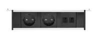 ABL 2M80F2F3- Розеточная станция серии Level тип F (Level-F) с 2 розетками и 2xUSB-A, черная с серебристым