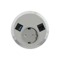 ABL 2F220106- Встраиваемая розетка серии Port El с 1xUSB-A 3.0 и 1xRJ45 Cat6A, серая