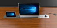 ДЕМО Моторизированный выдвижной монитор Brio Conference Wize Pro [WR-15BRC Touch (black)] 15,6" c доп.7"монитором и лифтом для микрофона,накл. 0-30°,толщ. корп. 9/18мм,габарит./устан. размеры 902х97х4/887х87мм,центр./дистанц.управление,FullHD,черный