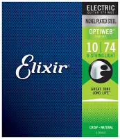 Elixir 19062 optiweb  струны для 8-ми струнной электрогитары light 10-74