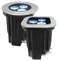 SILVER STAR AP784ET TETRA 9/3 (35') Q4 Грунтовой всепогодный LED-светильник, Источник света: 3*3 Вт LED Tri-color. световой поток 200 Lm, угол раскрытия луча 20°, С фильтром 30', AC 100-240V,50/60 Hz, max мощность 12 Вт, IP67, R153*176 mm, 2 kg