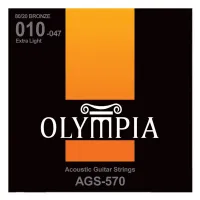 Olympia AGS 570 Acoustic 80/20 Bronze струны для акустических гитар, 6 струн, натяжение Extra Light, калибры струн .010, .014, .023w, .030w, .039w, .047w