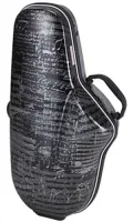 Alto saxophone case GLCASE GLE-A (J01) - Экономичный надежный кейс для альт-саксофона из плаcтика ABS по форме инструмента. Принт на музыкальную тему в темно-серых оттенках