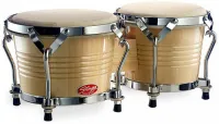 STAGG BW-200-N Бонги 7,5" и 6,5" латинские деревянные бонги, усиленными хромированными стальными обручими и основанием, прилагается гаечный ключ, цвет: натуральный