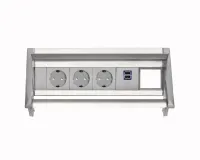 ABL 2F020309- Встраиваемая розеточная станция серии Aero Flip с 3 розетками, 2xUSB-A и 1 слот для IMP, серая