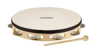 Nino percussion nino25  тамбурин деревянный 10", однорядный, сталь, мембрана-пластик