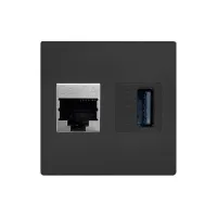 ABL 2T0010DU- Сдвоенный модуль подключения IMP 1xRJ45 Cat6A, 1xUSB 3.0, черный