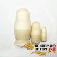 LHM90001 Матрешка без росписи 3 кукольная, Хохлома