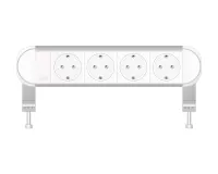 ABL 2A01F4A0- Настольная розеточная станция серии Chroma с 4 розетками, белая с серебристым (2A010406)