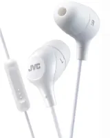 Headphones with mic JVC HA-FX38M-W - Phone headset for iPhone, iPad and Android with in-ear headphones with ear-cushion shaping effect and 10 mm driver. White color