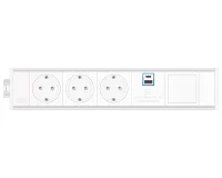 ABL 2M21F3A4- Розеточная станция серии Link с 3 розетками, 1xUSB-A, 1xUSB-C и 1 слотом для IMP, белая с серебристым (2M210304)