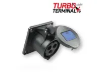 PCE Розетка встраиваемая 32А/230V/1P+N+E/IP44,черная, фланец 70x70, безвинтовое подключение 323-6ttx