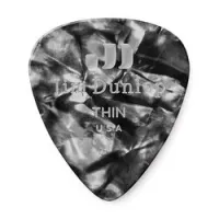 Dunlop 483p02th celluloid black pearloid thin 12pack  медиаторы, тонкие, 12 шт.