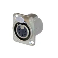 Neutrik NC5FD-LX- Панельный разъем XLR 5-pin (розетка) с фланцем типа D и двойным заземляющим контактом, под пайку