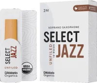 Трости для сопрано-саксофона d'addario organic select jazz unfiled orrs10ssx2m - трость из толстой заготовки без подрезки с утолщенным сердцем для саксофона сопрано силой 2 средняя. цена за упаковку из 10 штук