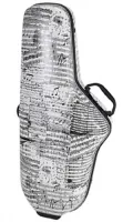 Tenor saxophone case GLCASE GLE-T (J10) - Экономичный надежный кейс для тенор-саксофона из плаcтика ABS по форме инструмента. Принт на музыкальную тему в светло-серых оттенках.