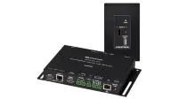 Crestron HD-MD-200-C-1G-E-B, комплект удлинителя сигнала по витой паре до 70м, состоящий из автоматического коммутатора с масштабированием и приёмника HDMI 2X1/ управлением IR и RS 232 /Аудио Pin 5, черный