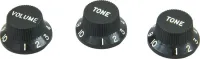 DIMARZIO STRAT REPLACEMENT KNOBS (1V,2T) BLACK DM2111BK набор ручек для потенциометров типа Strat, 3 шт, цвет чёрный