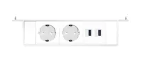 ABL 2M81F2F3- Розеточная станция серии Level тип F (Level-F) с 2 розетками и 2xUSB-A, белая с серебристым