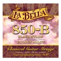 Струны для классической гитары la bella elite 850b - дисканты из черного нейлона и басы с обмоткой золотистым сплавом. среднее натяжение