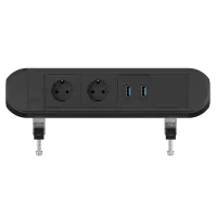 ABL 2A0BF2F4- Настольная розеточная станция серии Chroma с 2 розетками, 2xUSB-A и 1 слотом для IMP, черная (2A000217)