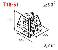 ИМЛАЙТ T18-51 Стыковочный узел для 5-ти ферм под 90 градусов, d28х2 \ d16х2мм. Крепежный размер 100мм, М8.