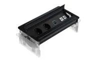 ABL 2G4BF2A4- Встраиваемая розеточная станция Aero Flip-S с 2 розетками, 1xUSB-A, 1xUSB-C и 1 слотом для IMP, черная