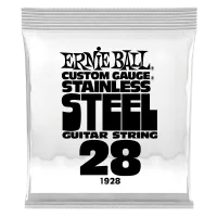 Ernie Ball 1928  струна одиночная для электрогитары, Серия Stainless Steel, Калибр: 28, Сердцевина: шестигранник; сталь, покрытая оловом, Обмотка: