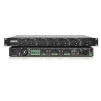 DSPPA MAG-505 Цифровая аудиоматрица, 5 вх/5 вых., Встроенный мр3 USB/Bluetooth-плеер. FM- тюнер. Вход: USB, 3 Line Phoenix,  1- Mic XLR (+48V). 1- AUX miniJack 3,5 мм. 1 - Line Priority, 1-Mute. Выход: 5 Line Phoenix. Дистанционное управление RS-232.  Пит