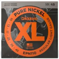 D`addario epn110  cтруны для электрогитары pure nickel, чистый никель, 10-45, regular light