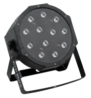 STAGE4 DJPAR 12x3F Светодиодный светильник сценических эффектов со сменой цвета RGB, источник света - 12 * 3W LED (3 в 1),, угол расхождения луча 25 град., DMX-512 – 7 кан., строб, диммер, Master-slave/Auto/Sound, мощность 40 Вт, 241*209*190 mm, 1,1 kg