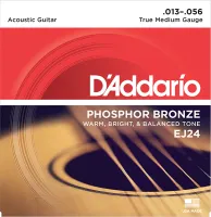 EJ24 Phosphor Bronze Комплект струн для акустической гитары, ф/бронза, True Medium, 13-56, D'Addario