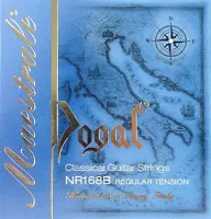 Classical guitar string set Dogal Maestrale NR168C - Blue cast composite nylon trebles and silver-plated copper wound basses with the same core. Powerful and clear tone with percussion tones, extended service life. Hard tension