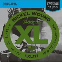 D`addario exl-117  cтруны для электрогитары nickel wound, никель, 11-56, medium, для пониженного строя