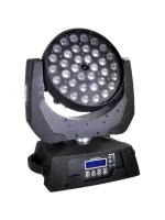 IW36-15 Zoom
                    Прожектор IW36-15 Zoom
Вращающаяся голова, 36 светодиодов 6-in-1 (RGBWAUV). Zoom 8° - 60°. Раn 540° Tilt 280°. Электронный диммер 0-100%. Строб 0-12 вспышек в секунду. Управление: DMX512 13/18 каналов, звуковая активация,