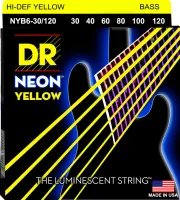 DR NYB6-30/120 - струны для 6-струнной бас-гитары, Калибр: 30-120, Серия: HI-DEF NEON™, Обмотка: посеребрёная/никелированая сталь, Покрытие: люминесце