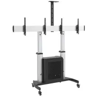 ErgoFount BSM-100-60/2CTV- Мобильная стойка с регулировкой высоты для двух дисплеев диагональю 37–60'', макс. нагрузка 2x50 кг, серебристая с черным