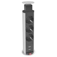 FORMING FUNCTION 9804000202- Встраиваемая выдвижная розеточная станция PopUP серии Axessline с 3 розетками и 2xUSB, черная