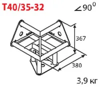 ИМЛАЙТ T40/35-32 Стыковочный узел для 3-х ферм под 90 градусов, d40х2 \ d16х2мм.
