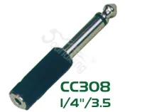CC308 Переходник (разъем переходной) 6,35мм моно штекер - 3,5мм моно гнездо, Soundking