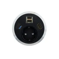 ABL 2F200123- Встраиваемая розетка серии Port El с 2xUSB-A, 1xUSB-A 3.0 и 1xHDMI, черная