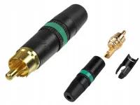 Rean NYS373-5 кабельный разъем RCA корпус черный хром, золоченые контакты, зеленая маркировочная