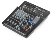 MixPad MXP124FX малошумящий микшерный пульт. Входы: микрофонные 4хXLR, 4х2RCA, 3хEQ, встроенный компрессор, DSP, USB порт, фейдеры 60мм, 48 вольт фантомное питание, 463x330x140 мм. вес 3,4 кг. SAMSON