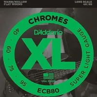 D`addario ecb-80  струны для бас гитары chromes, хром, плоская оплётка, 40-95