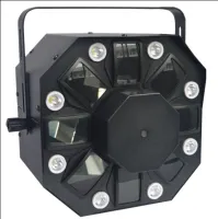 STAGE4 GRAFIT 8XWA-ST8-RGL Прибор световых эффектов, источник света 8*1W White LED + 5*3W R/G/B/W/A LED + Laser Красный = 150МВт, Зеленый= 50МВт, DMX-512, строб, диммер, Master-slave/Auto/Sound, мощность 30 Вт., 295*225*285 mm, 3.6 kg.<br>